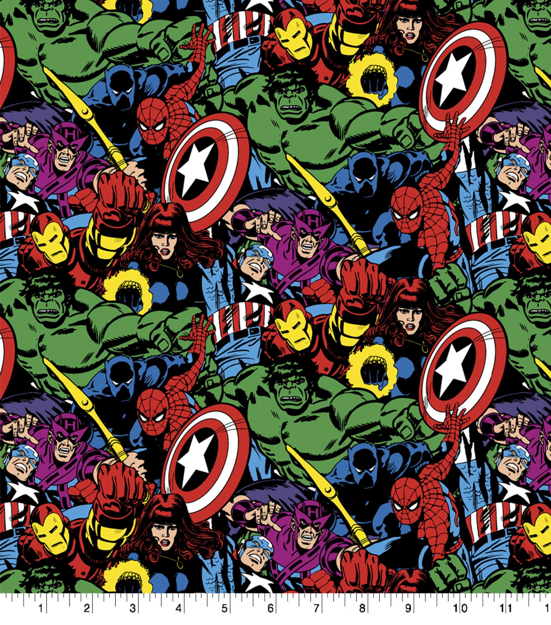 Marvel Retro Heroes Packed Cotton Fabric